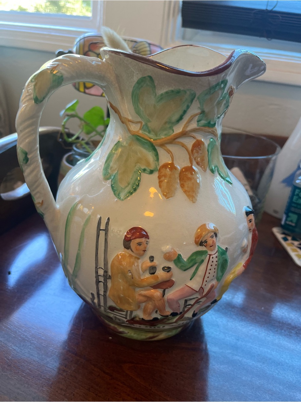 ANTIQUE STAFFORDSHIRE WILLIE BREWD A PECK OF MALT CERAMIC LARGE WATER PITCHER